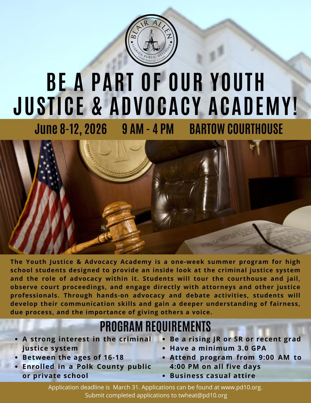 Youth Justice Academy promotional flyer